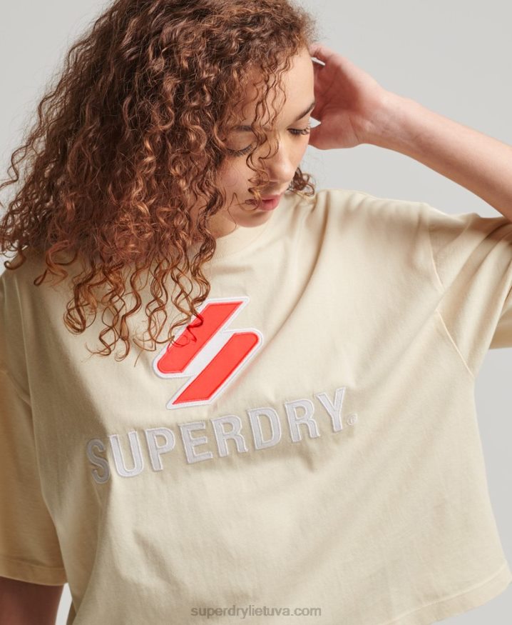 Superdry Code Stacked Boxy T-Shirt Cream Women