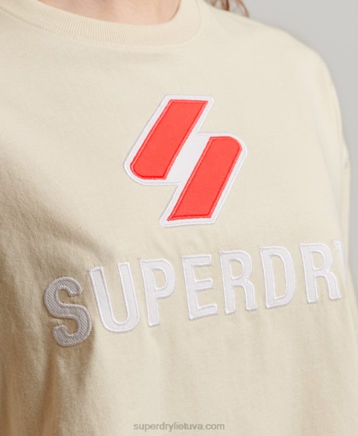 Superdry Code Stacked Boxy T-Shirt Cream Women