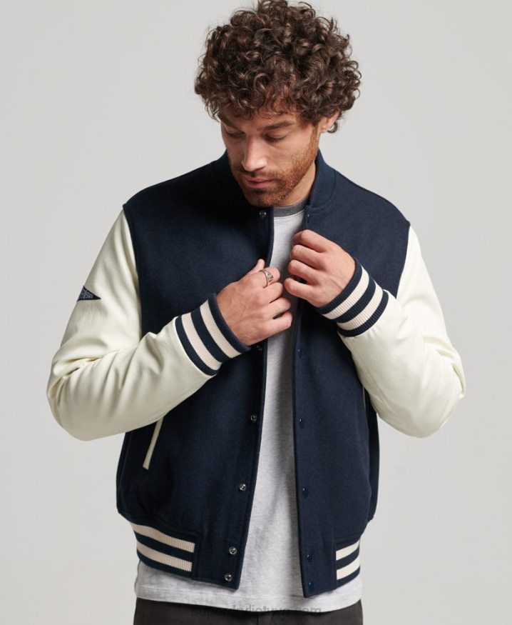 Superdry College Varsity Bomber Jacket Navy Men