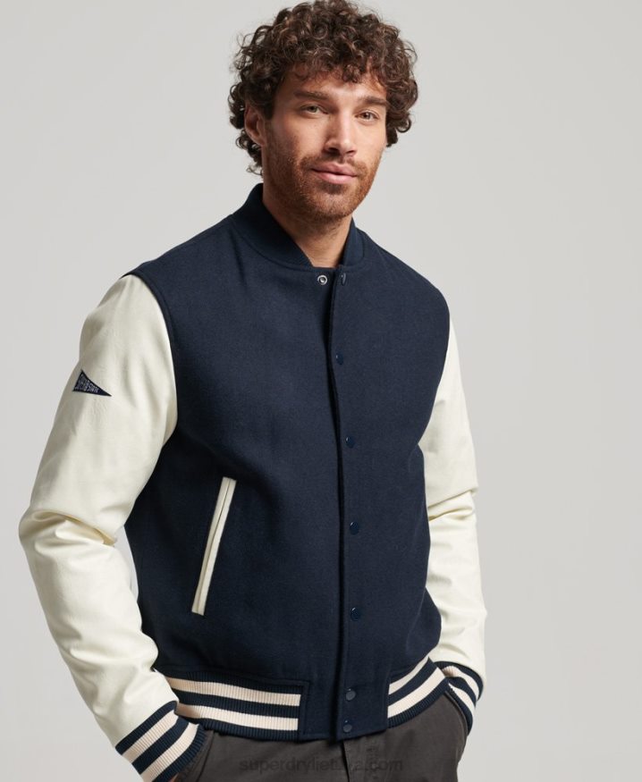 Superdry College Varsity Bomber Jacket Navy Men