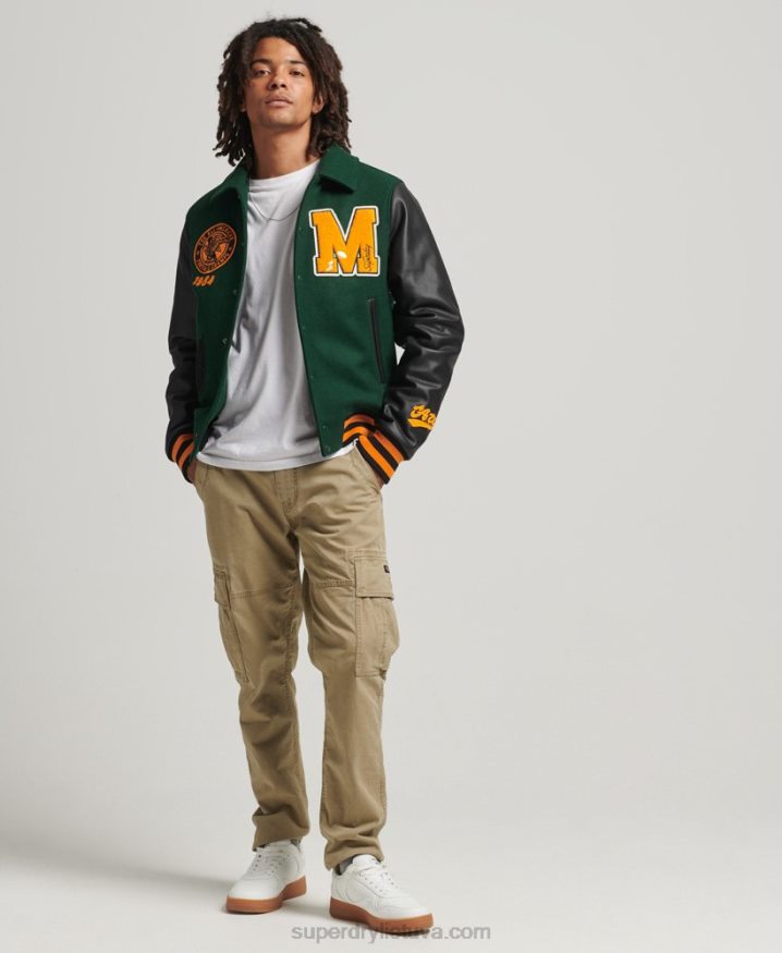 Superdry College Varsity Patch Bomber Jacket Green Men