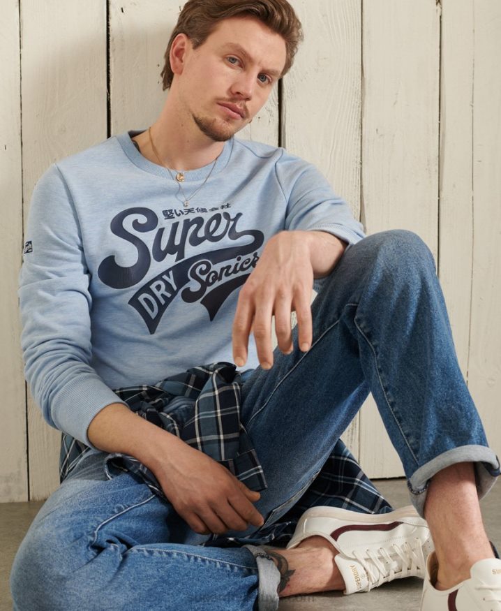 Superdry Collegiate Crew Neck Sweatshirt Blue Men