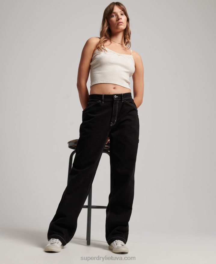 Superdry Contrast Carpenter Pants Black Women