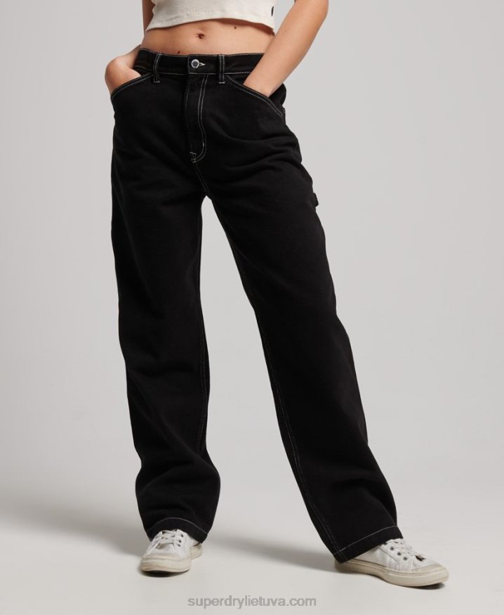 Superdry Contrast Carpenter Pants Black Women