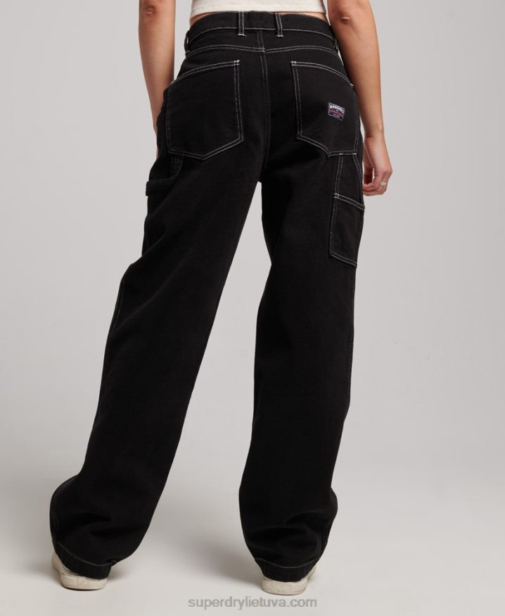 Superdry Contrast Carpenter Pants Black Women