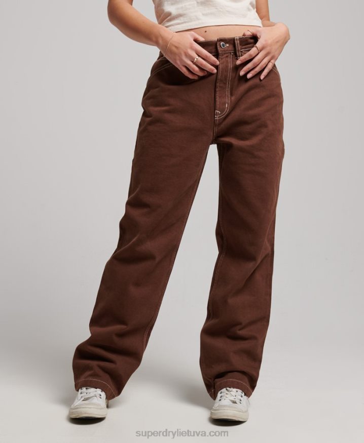 Superdry Contrast Carpenter Pants Brown Women