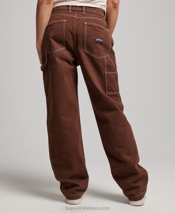 Superdry Contrast Carpenter Pants Brown Women