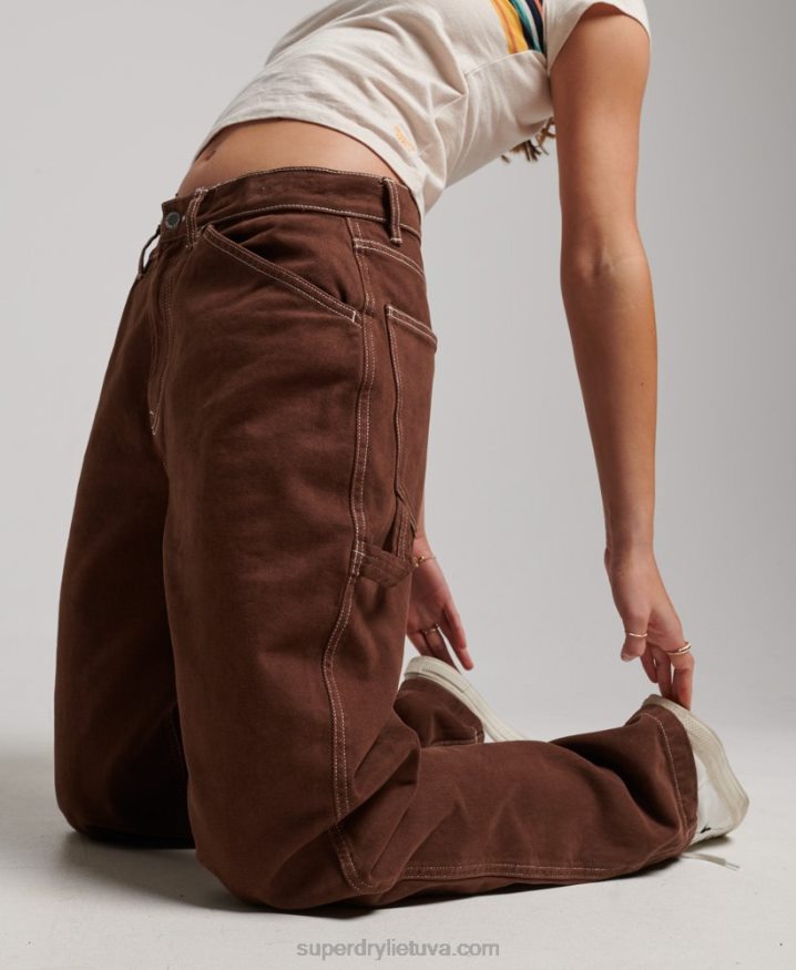 Superdry Contrast Carpenter Pants Brown Women