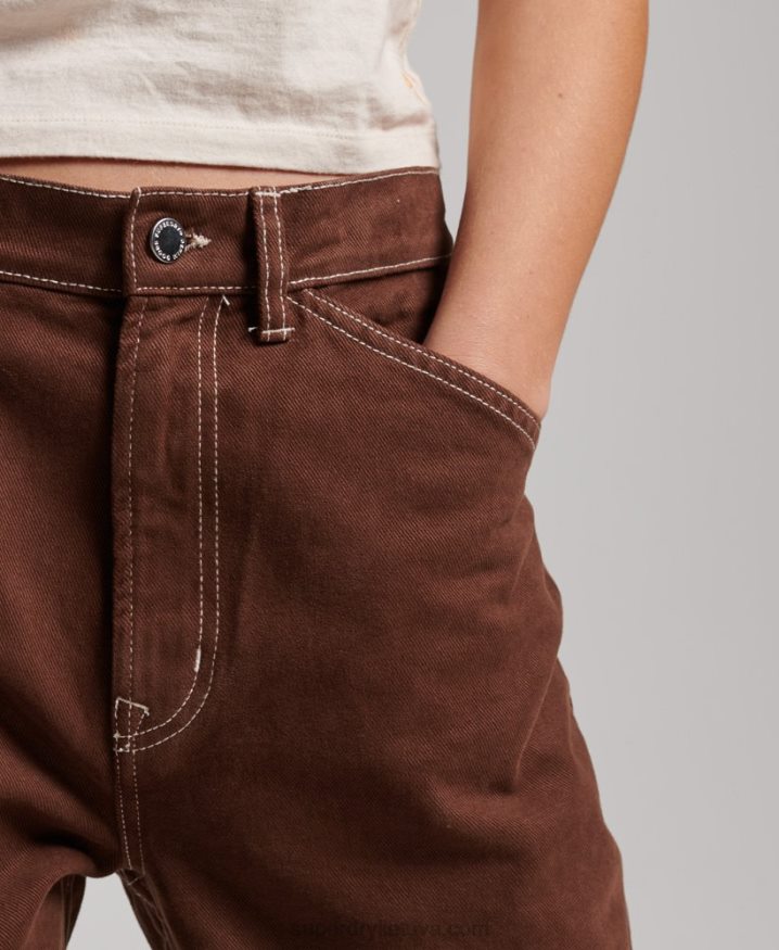 Superdry Contrast Carpenter Pants Brown Women