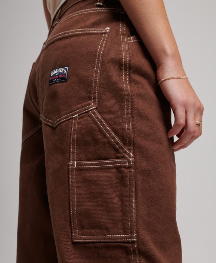 Superdry Contrast Carpenter Pants Brown Women