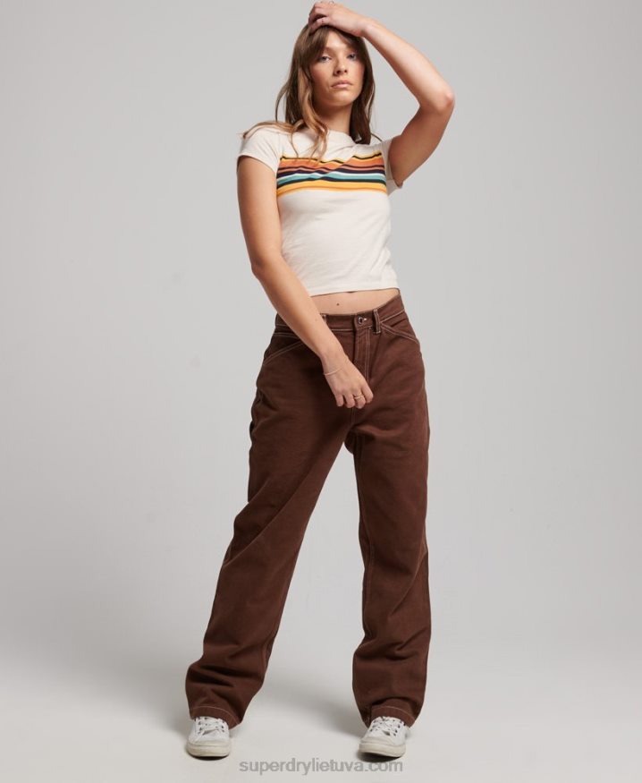 Superdry Contrast Carpenter Pants Brown Women