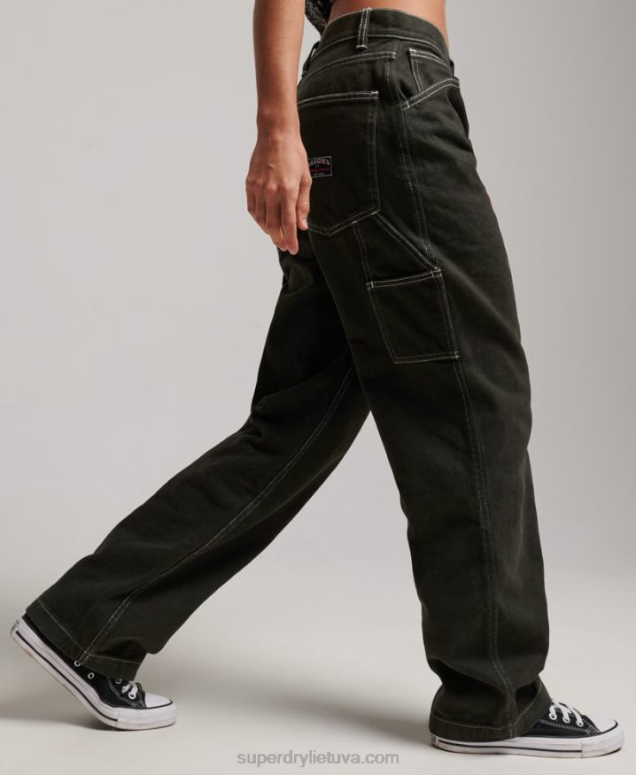 Superdry Contrast Carpenter Pants Green Women