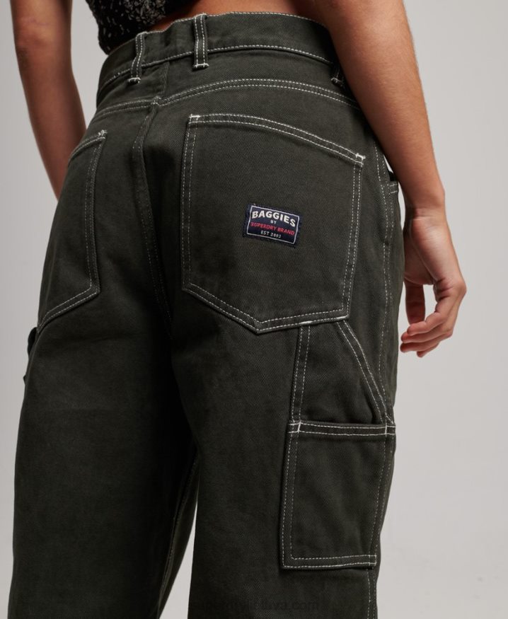 Superdry Contrast Carpenter Pants Green Women