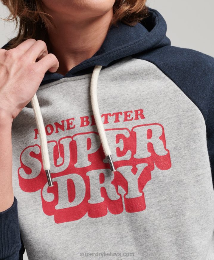 Superdry Cooper Class Raglan Hoodie Grey Men