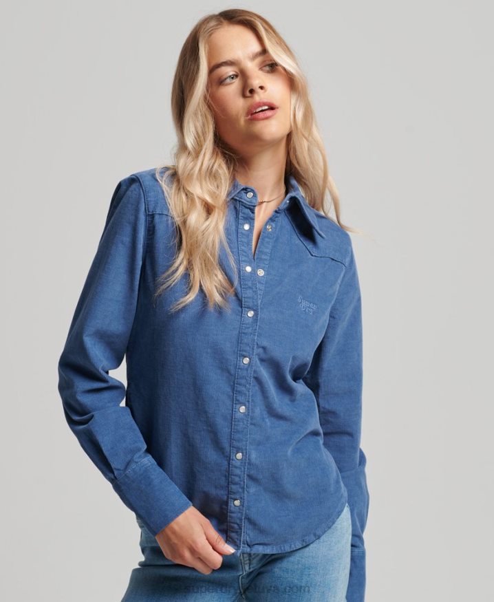 Superdry Cord Western Shirt Blue Women