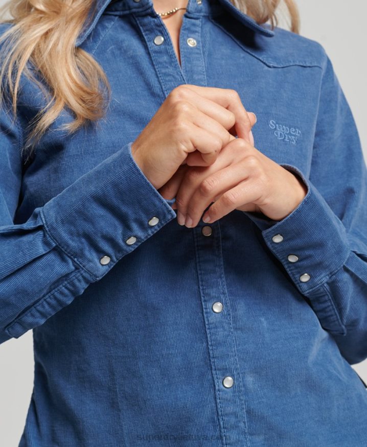 Superdry Cord Western Shirt Blue Women