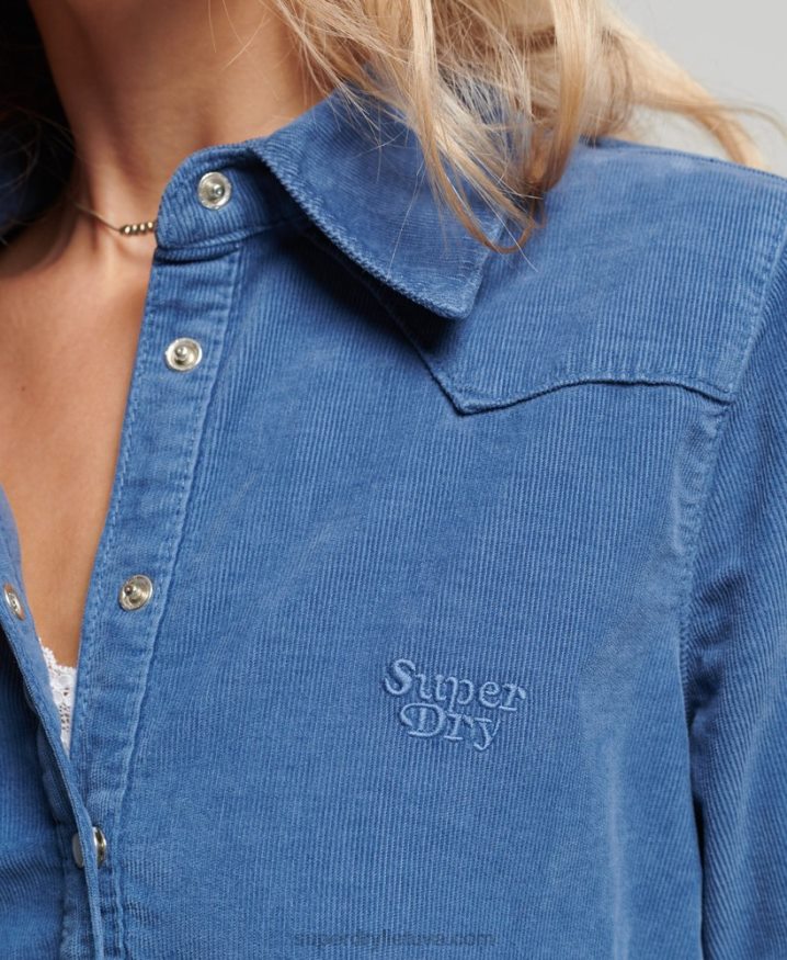 Superdry Cord Western Shirt Blue Women