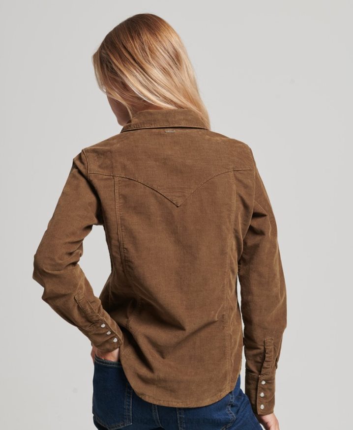 Superdry Cord Western Shirt Brown Women