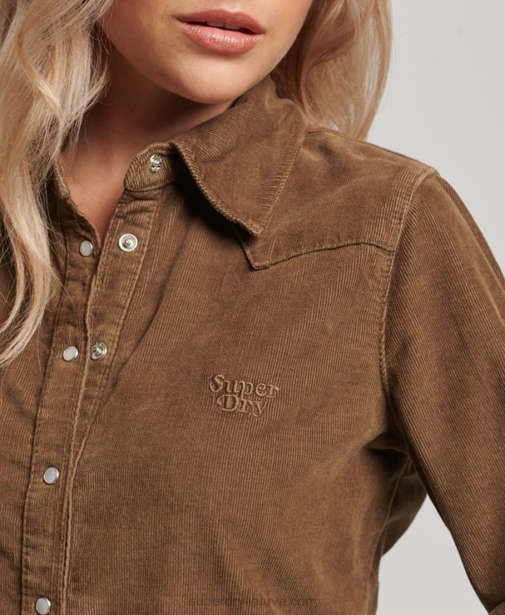 Superdry Cord Western Shirt Brown Women