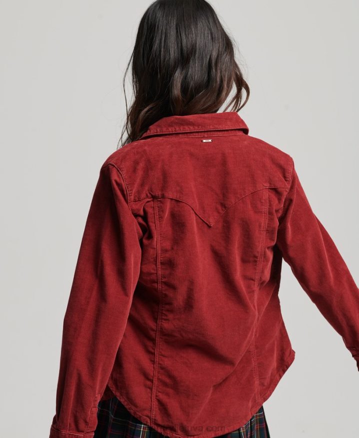 Superdry Cord Western Shirt Red Women