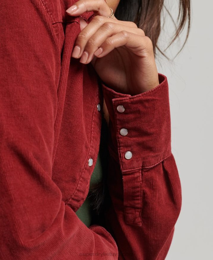 Superdry Cord Western Shirt Red Women