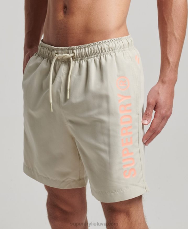 Superdry Core Sport 17 Inch Recycled Swim Shorts Beige Men