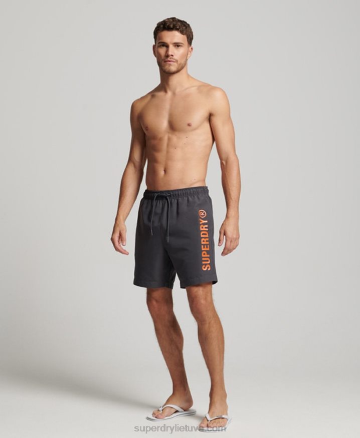 Superdry Core Sport 17 Inch Recycled Swim Shorts Dark Grey Men