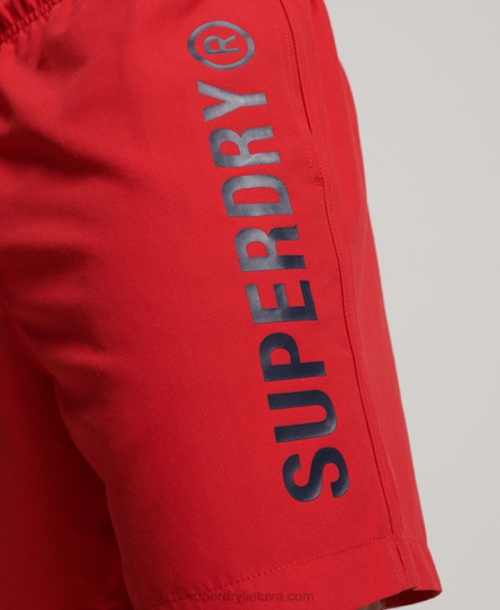 Superdry Core Sport 17 Inch Recycled Swim Shorts Red Men