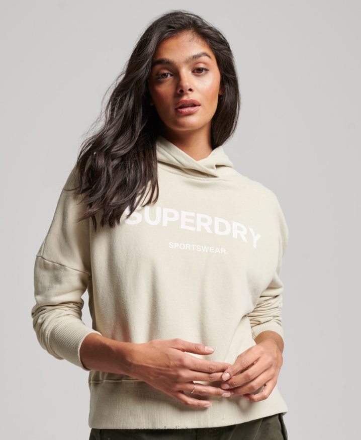 Superdry Core Sport Crop Box Hoodie Beige Women