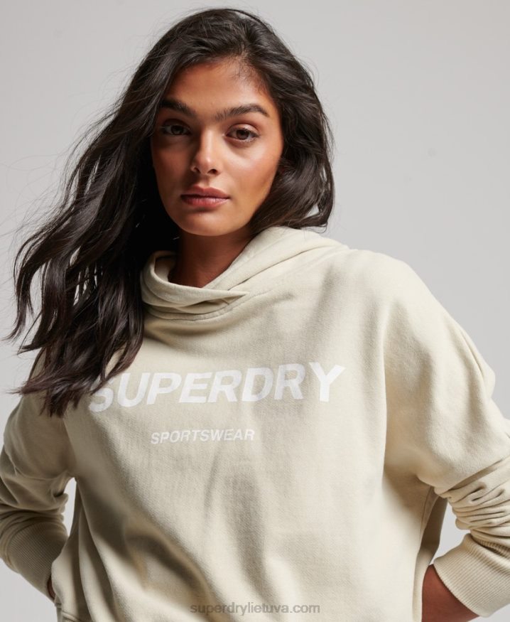 Superdry Core Sport Crop Box Hoodie Beige Women