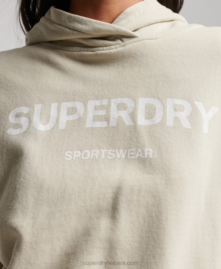 Superdry Core Sport Crop Box Hoodie Beige Women