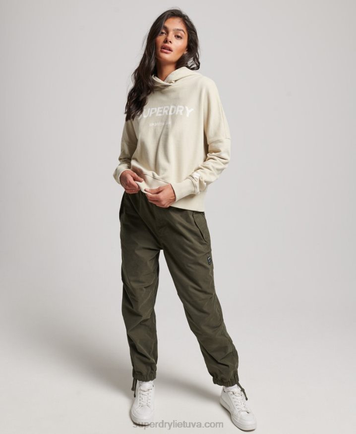 Superdry Core Sport Crop Box Hoodie Beige Women