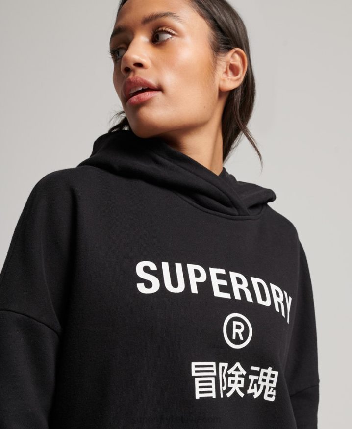 Superdry Core Sport Crop Box Hoodie Black Women