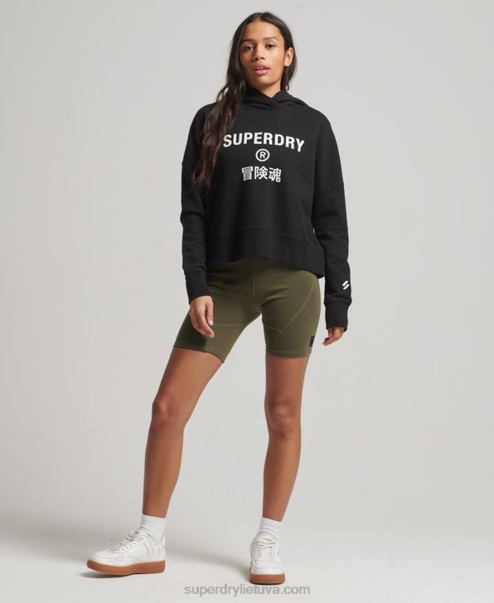 Superdry Core Sport Crop Box Hoodie Black Women