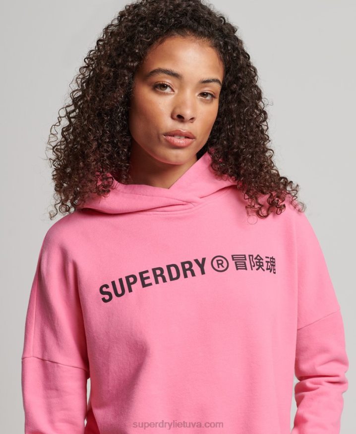 Superdry Core Sport Crop Box Hoodie Pink Women