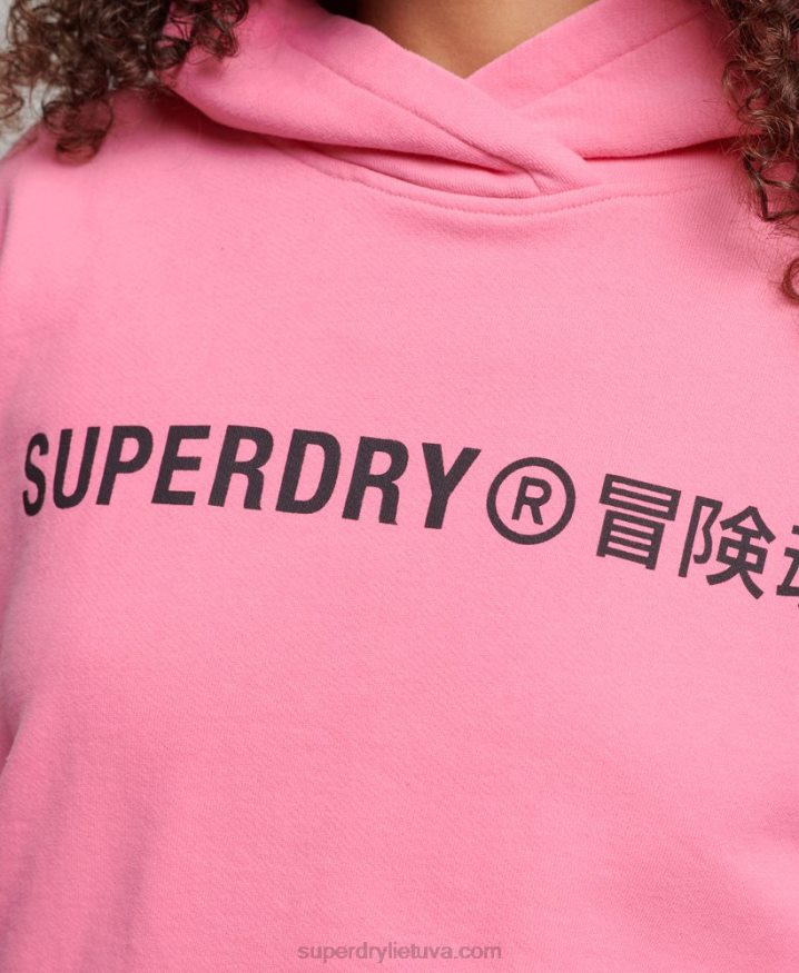 Superdry Core Sport Crop Box Hoodie Pink Women