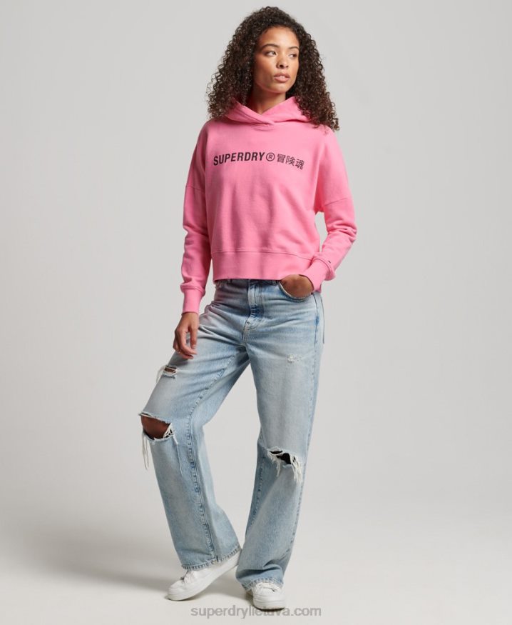 Superdry Core Sport Crop Box Hoodie Pink Women