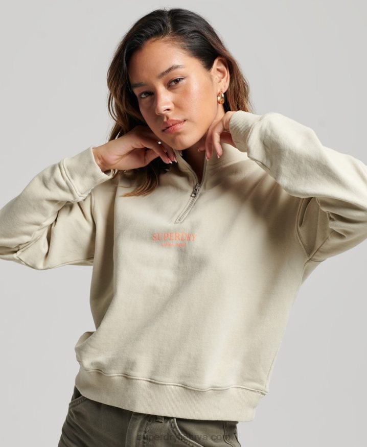 Superdry Core Sport Half Zip Track Top Beige Women