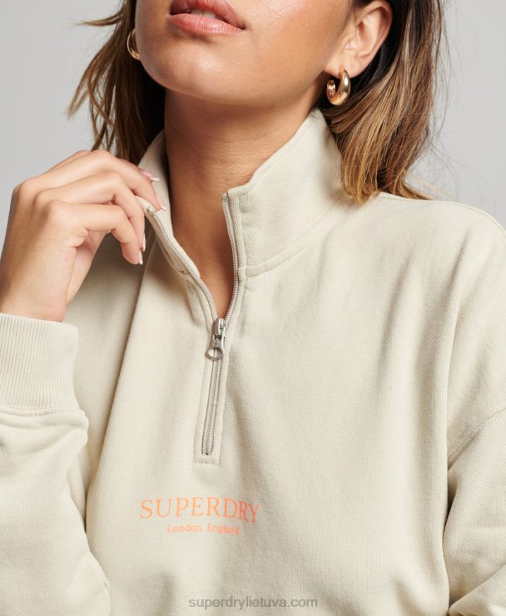 Superdry Core Sport Half Zip Track Top Beige Women