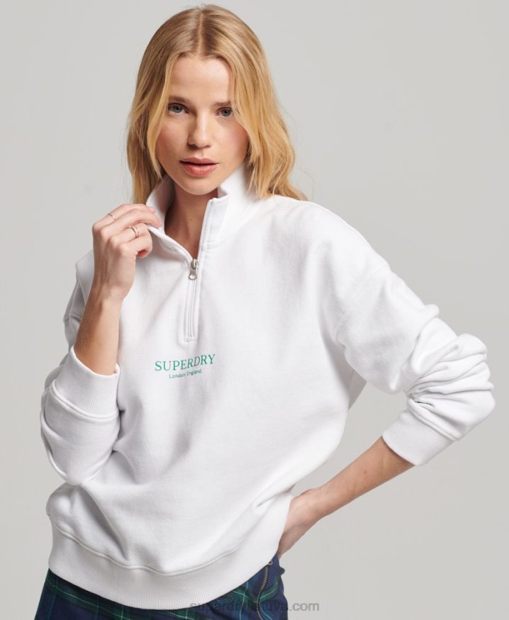 Superdry Core Sport Half Zip Track Top White Women