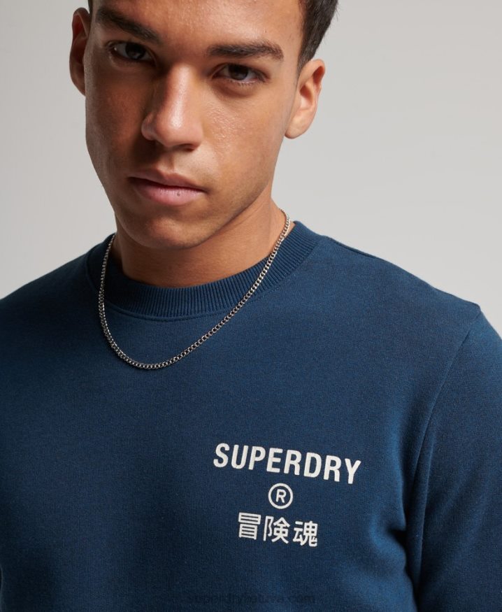 Superdry Corporate Logo Marl Crew Sweatshirt Blue Men