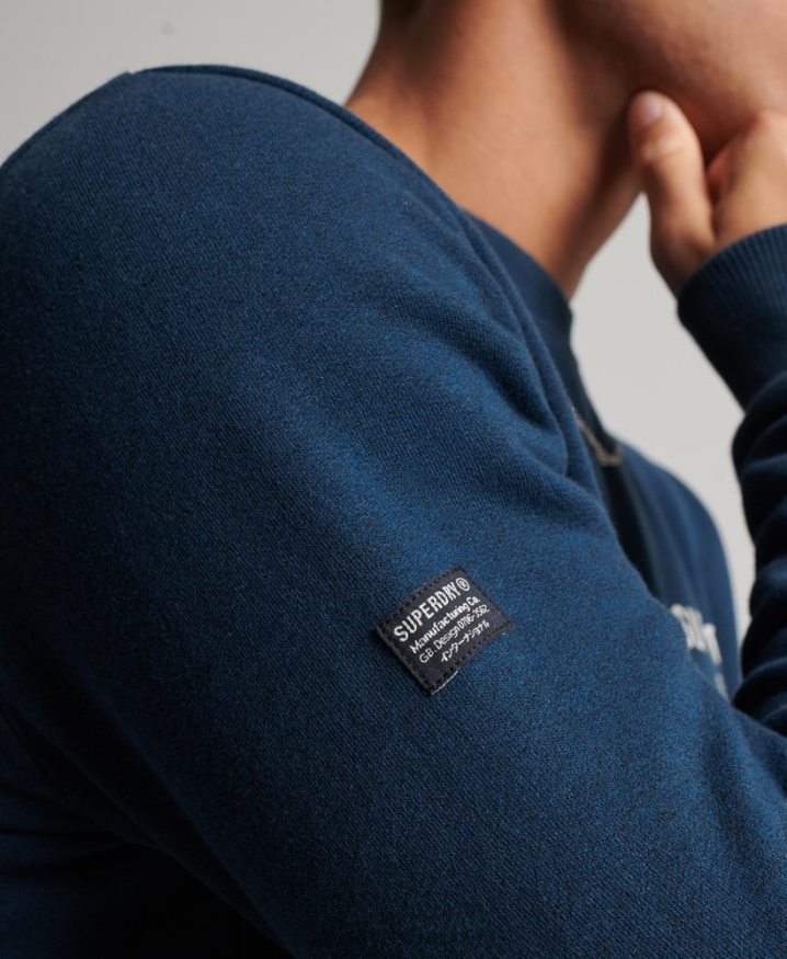 Superdry Corporate Logo Marl Crew Sweatshirt Blue Men