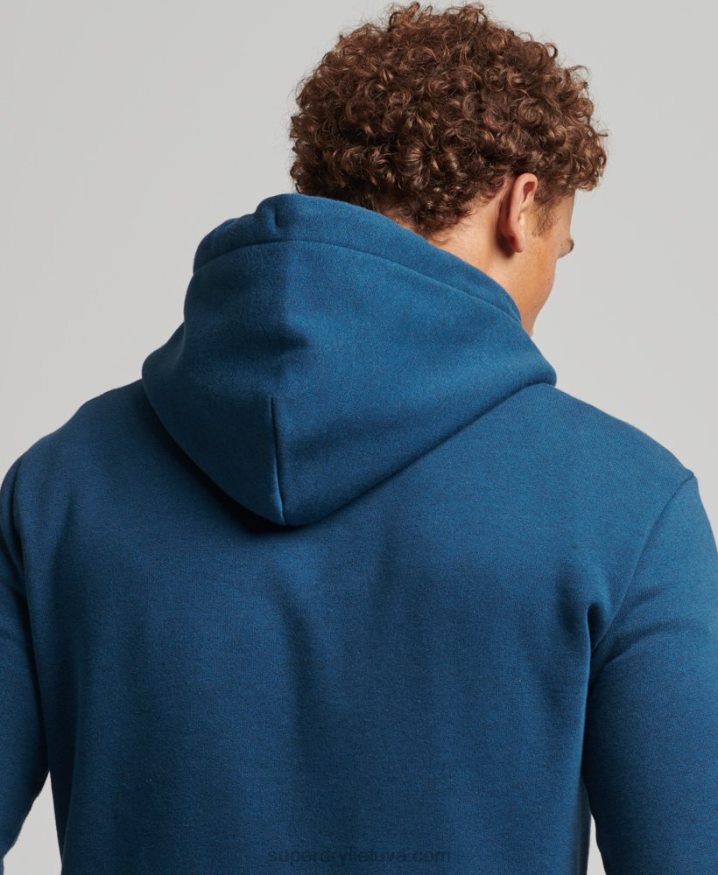 Superdry Corporation Logo Marl Hoodie Blue Men