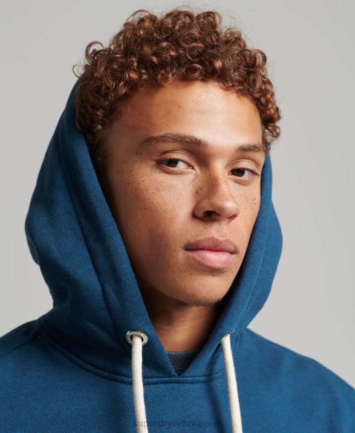 Superdry Corporation Logo Marl Hoodie Blue Men