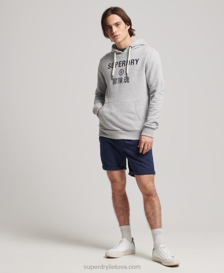 Superdry Corporation Logo Marl Hoodie Grey Men