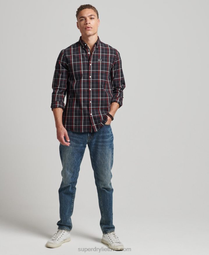 Superdry Cotton Check Merchant Shirt Black Men