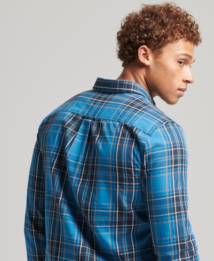 Superdry Cotton Check Merchant Shirt Blue Men