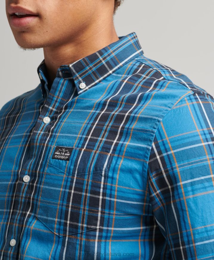 Superdry Cotton Check Merchant Shirt Blue Men