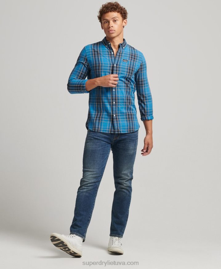 Superdry Cotton Check Merchant Shirt Blue Men