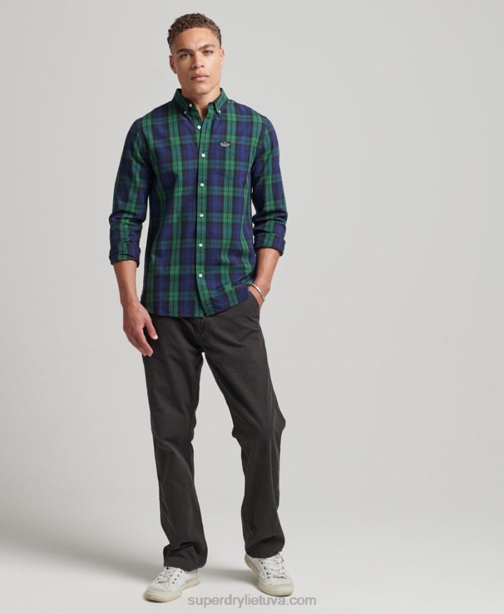 Superdry Cotton Check Merchant Shirt Green Men